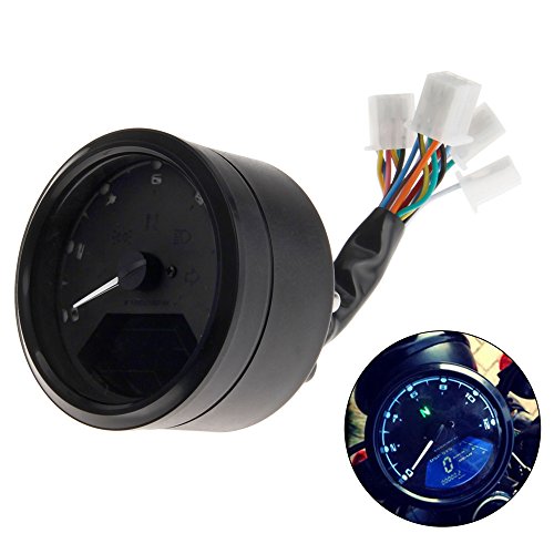 Sammid Multi-Functional Motorcycle Odometer,12V Dual Speed Meter with Backlit LED Indicator Waterproof Motorcycle Speedometer Odometer Gauge Digital Instrument - Thumbnail 2