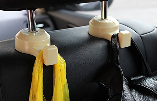 Daycount 4 Pcs Universal Car Truck SUV Seat Back Hanger Organizer Hook Headrest Holder Backrest Hook for Automobile (Beige) - Thumbnail 2