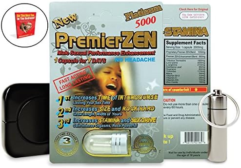 PremierZEN Platinum 5000 (3) Pack, Natural Male Performance Booster, Increase Energy & Stamina Bundle w/Keychain, Case, Booklet (6 Items)