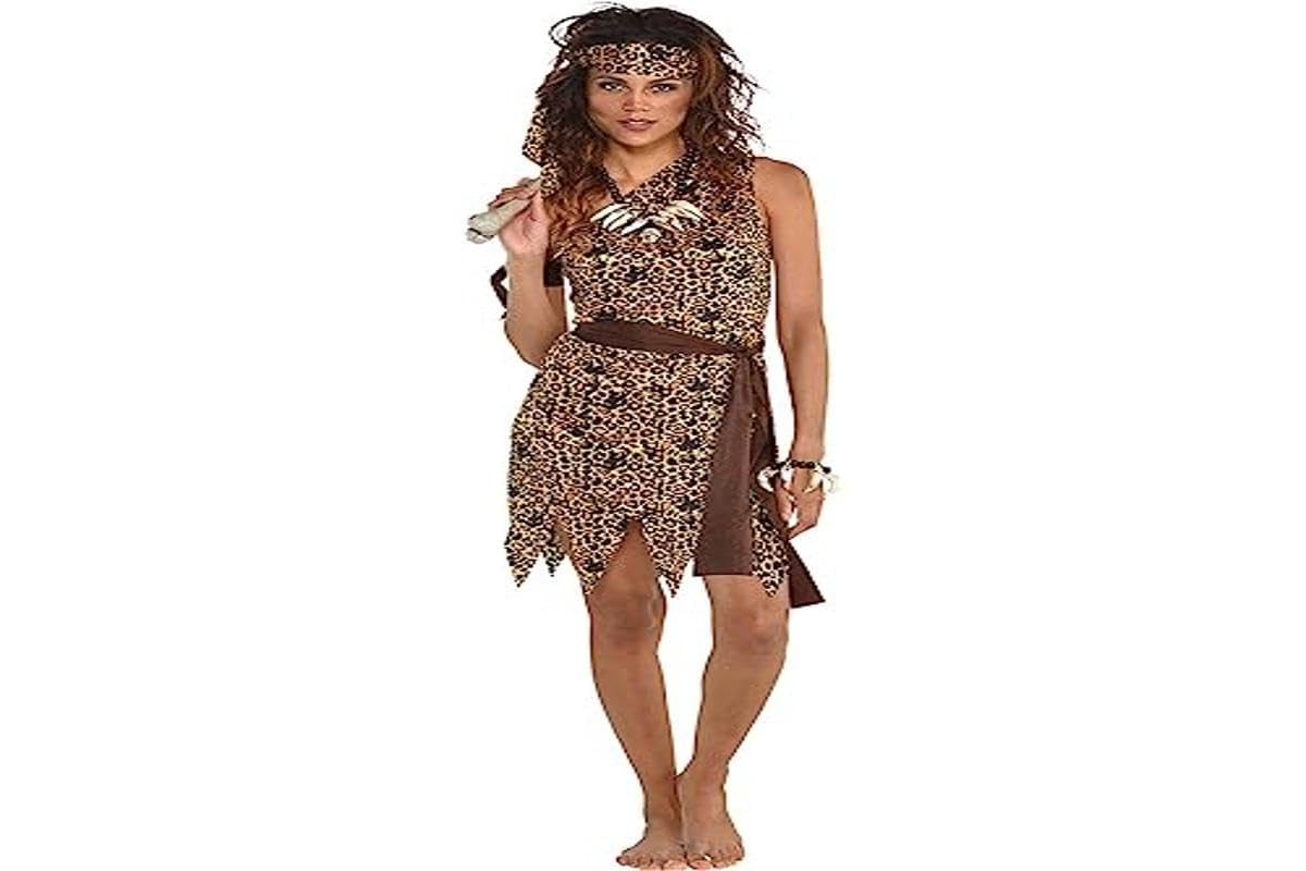 Adults 9905215 Cavewoman Fancy Dress Pre-historic Costume (UK Dress 14-16)