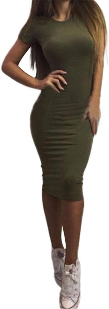 Kstare Women Fashion Sexy Solid Short Sleeve T-Short Slim Dress