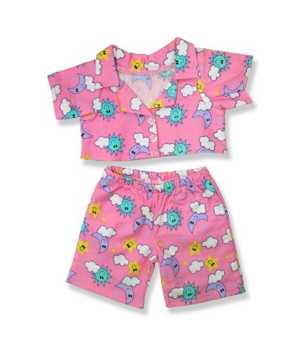 Pink Cloud Pj's Outfit Teddy Bear Clothes Fits Most 14" - 18" Build-a-bear, Vermont Teddy Bears, and Make Your Own Stuffed Animals