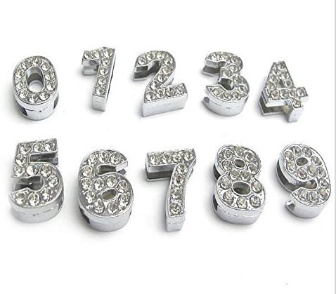LAAMVII Charming 0-9 8mm Full Crystal Rhinestones Digit Number Beads Nickel Free Rhinestone Beads for DIY Slider Charms, Key Chains, Bracelet, Necklace
