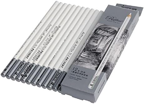 YingNeng 12pcs White Drawing Sketch Pencils, Non-toxic Base Pastel Set for Artist Art Painting Tool