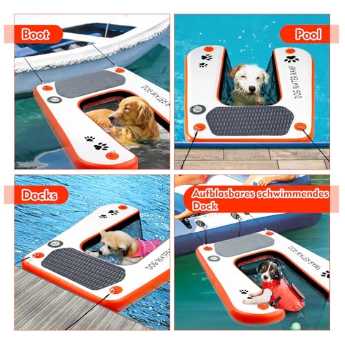 Dog Water Ramp Extra Wide Water Ramp Pool Ladder, Float Puppy Plank for Pool, Dock & Boat, Pet Ramp with Non-Slip Upgraded Steps, Water Ramp Ladder for 68 kg Dogs Climbing