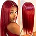 mscoco Brazilian Straight Wigs with Baby Hair for Black Women Red Color 13x6 Lace Front Wigs Human Hair Pre Plucked 150% Density Colored Wigs for Black Women (20 inch)