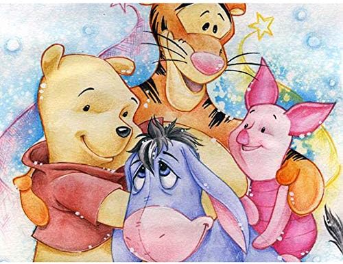 JXSM Full round diamond embroidery Winnie the Pooh 5D diamond painting cross stitch 3D mosaic needle crafts (15.8x19.7inch)