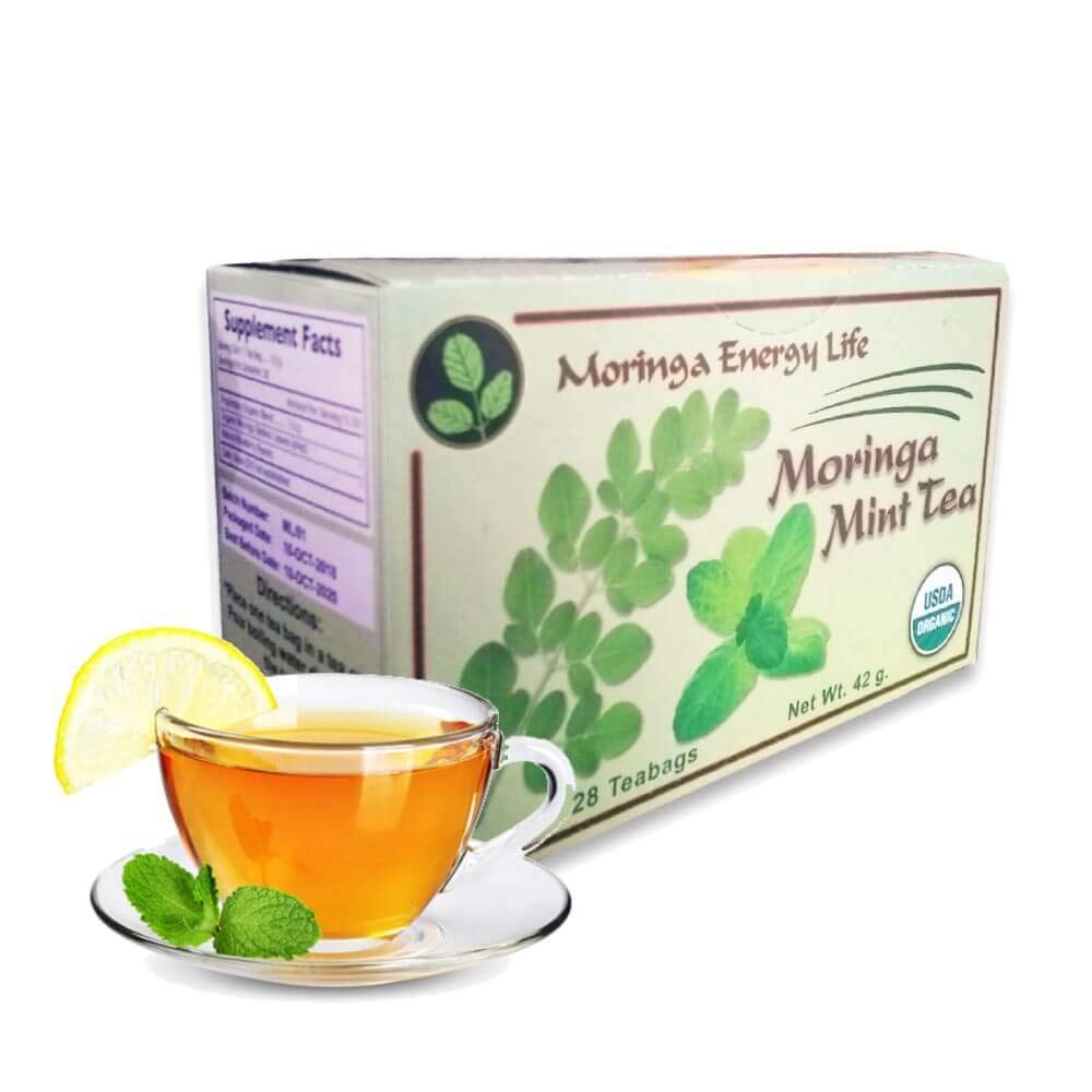 MORINGA MINT TEA - USDA Organic - Nature´s Most Potent Botanical for Nutrients, Vitamins & Minerals Now with Soothing Mint! Boost your Energy and Wellness with this Delicious Moringa Tea