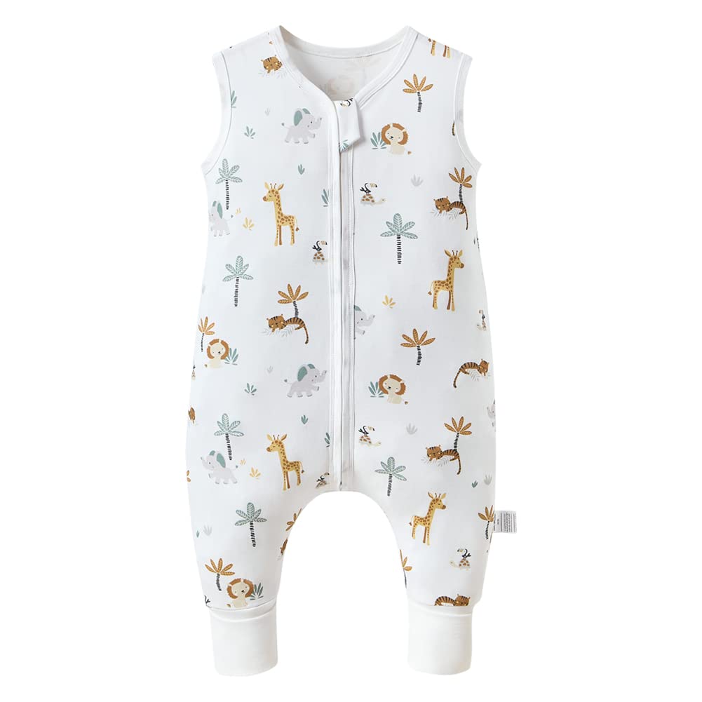 Fairy Baby Toddler Sleeping Bag with Feet 0.5 Tog Sleeveless Baby Sleeping Sack with Leg Walking Summer Wearable blanket for Girls Boys (Forest Animals, L / 90cm)