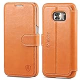 S7 Case, Galaxy S7 Case, SHIELDON Genuine Leather S7 Wallet Case Magnetic Flip Folio Book Style with Card Slots Kickstand Wallet Phone Case for Samsung Galaxy S7, Brown