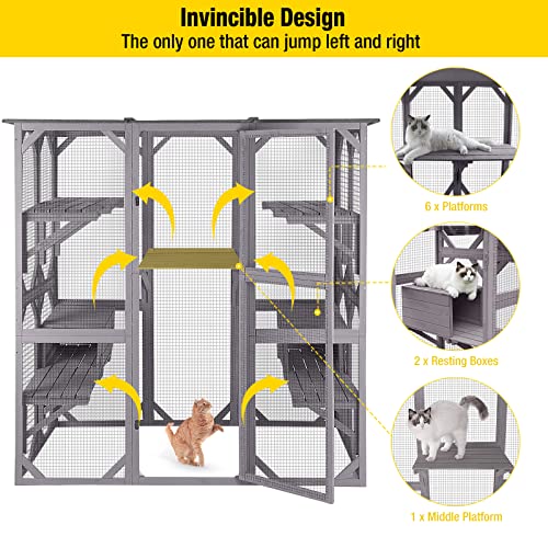 Aivituvin Cat House Outdoor Catio Kitty Enclosure with Super Large