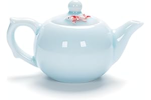 Yixing Handmade Celadon Colorful Koi Fish Teapot,Chinese Gongfu Tea Set,Japanese Teapot, Korean Soju Shot Glasses Set