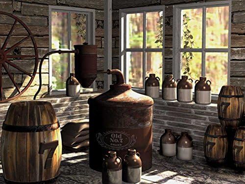 7 3d Shed Moonshine Rustic -Oil Painting On Canvas Modern Wall Art Pictures For Home Decoration Wooden Framed (20X16 Inch, Framed)