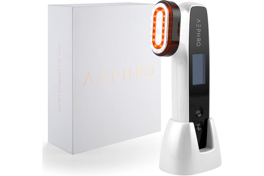 AEPHRO Radio Frequency Skin Tightening Machine, 6-in-1 Rechargeable Anti-Aging Skin Care Microcurrent Facial Device, Red Light, Wrinkle Remove, Rejuvenation, Skin-Firming, Coal Black and Pearl White