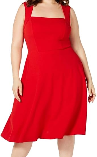 square neck fit and flare dress