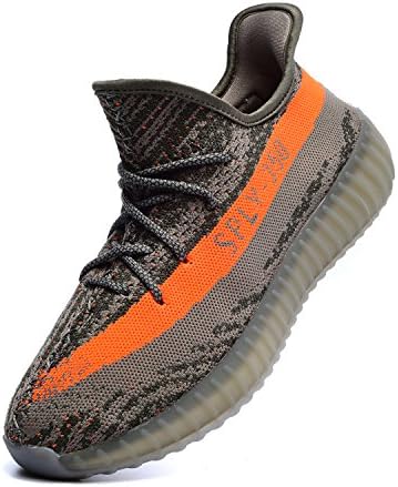 Sport Sneakers Boost 350 V2 Lightweight Casual Running Shoes Women's Men's Breathable Mesh Shoes Fitness Sneakers (US_5.5/cm_240/EUR_38, Gray Orange)