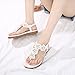 Meeshine Womens Flat Sandals Summer Rhinestone Comfort Bohemian Flip Flop Shoes White-03 US 8