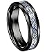 King Will 6mm Black Tungsten Carbide Ring Blue Carbon Fiber Silver Celtic Dragon Wedding Band 5