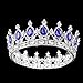 Ulike2 King/queen Crown Red Ruby Stone Sapphire Tiaras Gold/silver Plated Hair Jewelry (Blue)