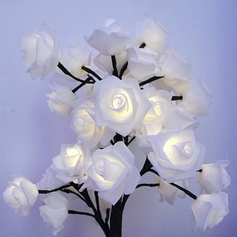 white flower table lamp