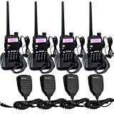 Retevis RT-5R Walkie Talkies for Adults Long Range 128CH UHF/VHF Dual Band Two-way Radio with Speaker Mic (4 Pack)