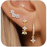 QUINBY Dainty Opal Hoop Earrings For Women,Hypoallergenic Opal Dangle Hoop Earring Sets For Multiple Piercing,14k Gold Plated Earring Stacks For Sensitive Ears