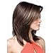 YX Medium Length Dark Brown Wig with Bangs Natural Looking Human Hair Wigs for White Women