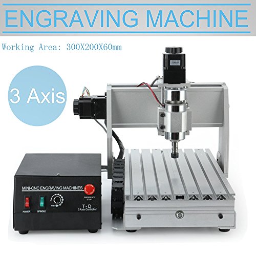 DIY CNC 3020 Wood Carving Engraving Machine, CNC 3020 300w 3 Axis Engraver with USB Port 3D Drilling Router Engraver Milling Machines Kit(Working Area: 300X200X60mm)