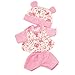 MagiDeal Pink Dots Pajamas + Bear Hat Clothes Outfit for 43-45cm Zapf Baby Born Doll