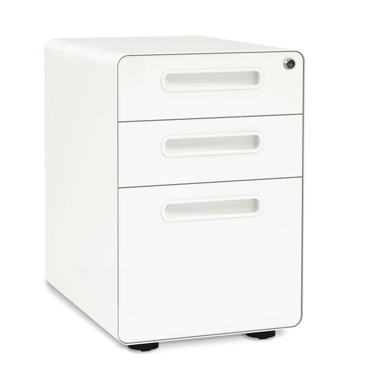 Devaise 3 Drawer Metal Mobile File Cabinet With Lock Legal Letter Size White Office Products Cjp Org In