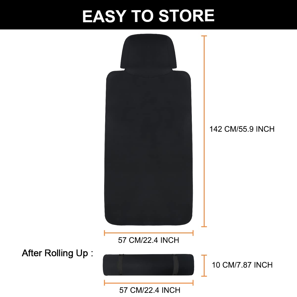 INFANZIA Premium Waterproof Seat Cover Towel Protector Neoprene Universal Fit, Upgraded 100% Washable & Removable Non-Slip Sweat Carseat Towel Covers, Perfect for Gym/Yoga/Workout（Black,1PCS