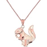 Certified 10k Gold Squirrel Animal Charm Pendant Necklace