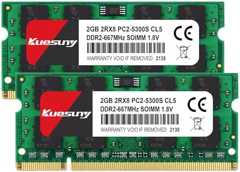 Kuesuny 4GB Kit (2GBX2) DDR2 667 sodimm RAM, PC2-5300 PC2-5300S