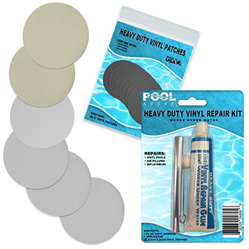 Pool Above Aerobed Air Mattress Repair Patch Glue Kit with Grey, Beige Vinyl Fabric
