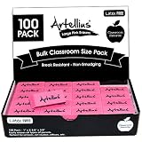 Pink Erasers Pack of 100 - Large Size, Latex & Smudge Free - Bulk School Supplies for Classrooms, Teachers, Homeschool, Office, Art Class, and More!