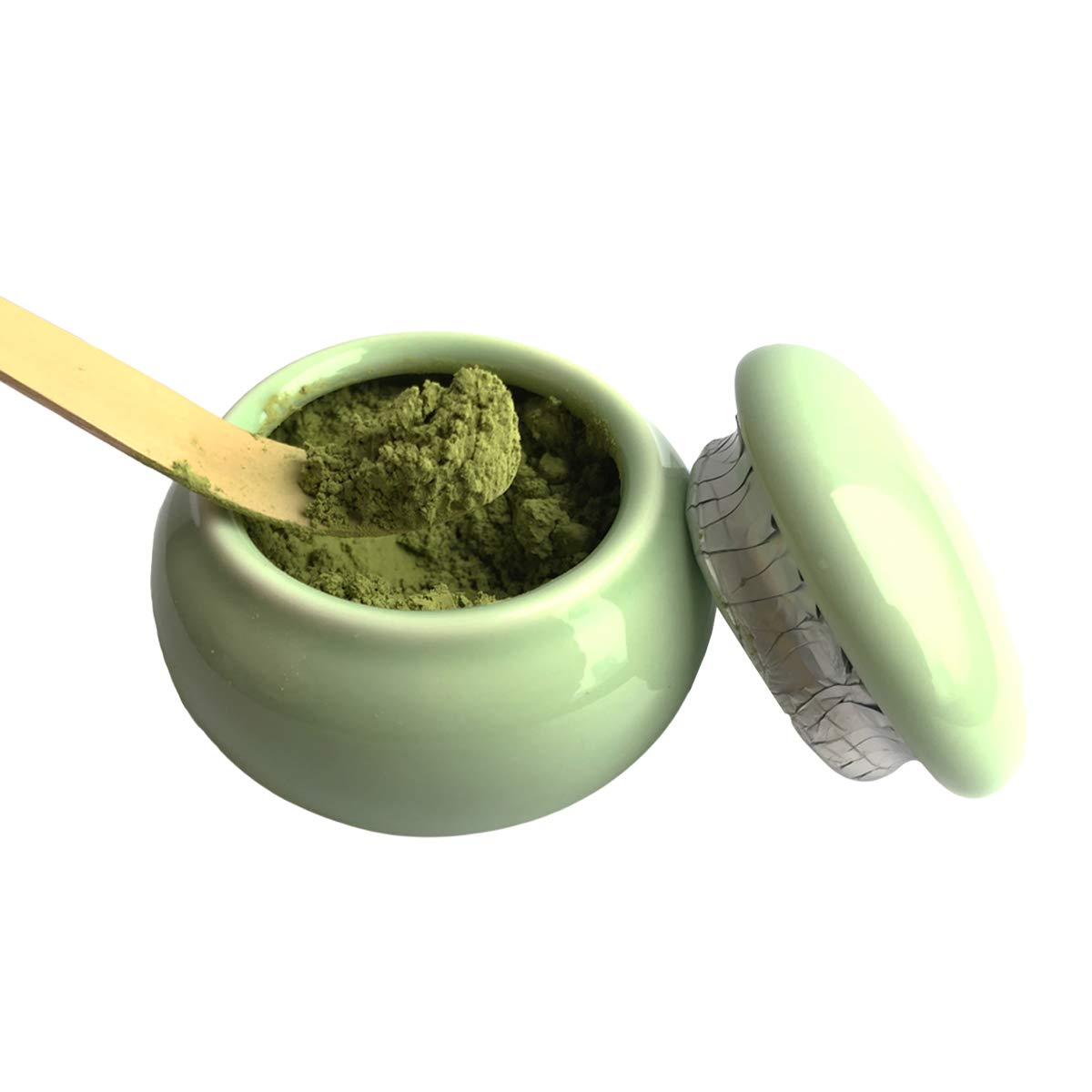 Artcome Matcha Ceramic Powder Caddy for Traditional Japanese Tea Ceremony, Green