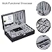 BEWISHOME Watch Jewelry Box 8 Watch Organizer 3 Grids for Jewelry Display Storage Men Woman Watch Case with Mirror and Metal Hinge Black PU Leather SSH05B