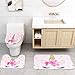 Boniboni 4 Piece Unicorn Shower Curtain Sets with Non Slip Rugs, Toilet Lid Cover and Bath Mat, Pink Unicorn Shower Curtain Waterproof with 12 Hooks for Girls Kids Bathroom