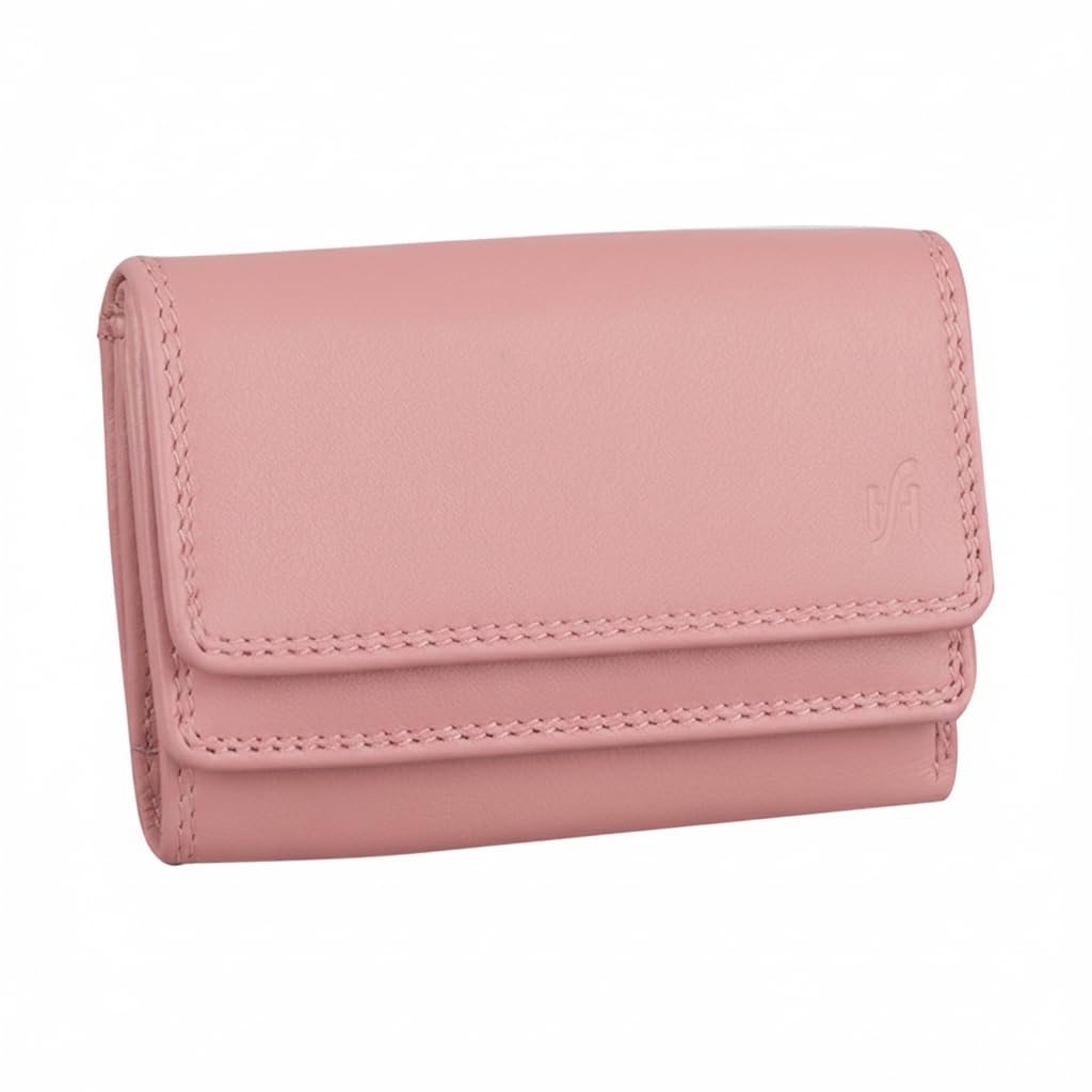 STARHIDE Women's RFID Small Leather Purse, Genuine Soft Leather Wallet with Coin & Key Pocket for Ladies, Credit Card Holder, ID Pocket Wallet #5545 (Pink)