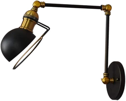 40 W E27 Retro Industrie Murale Lumiere Design Lampe De Mur Angle Reglable Single Head Wand Sconce Lampes De Nuit Lampe Bureau Murale Ronde Metal Creatif Lampe Corps Bronze Noir Amazon Fr Luminaires