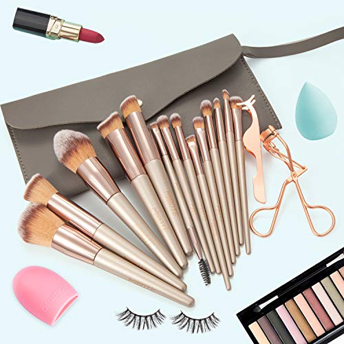 image for MIBOTE 20 PCs Makeup Brushes Set Professional Synthetic Foundation Blu