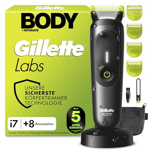 Gillette Labs i7 Body + Intimate Trimmer Herren, Schwarz/Grün