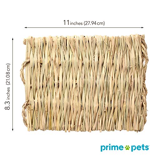 PrimePets 3Pack Grass Mat Woven Bed Mat for Small Animal Bunny, Natural Straw Bedding Nest Chew Toy Handmade Bed Play Toy for Guinea Pig Parrot Rabbit Bunny Hamster Rat
