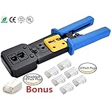 EZ RJ45 Professional Heavy Duty Crimp Tool by Ethernet Connector for pass through and legacy connectors Bonus CAT6 Connector 20 Pack