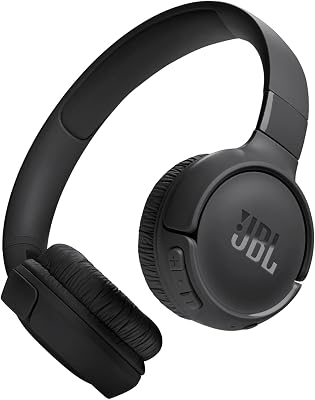 Fones de ouvido jbl tune 520bt sem fio bluetooth, 57 horas de reprodução com graves puros, dobráveis, preto