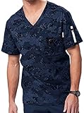 koi Men's Coby V-Neck Black Camo Print Top