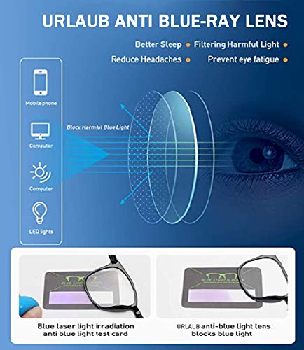 URLAUB 3 Pack Blue Light Blocking Reading Glasses, Anti Glare Computer Readers +1.25 for Women Men, Ladies Magnification Eyeglasses