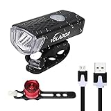 VOLADOR Bike Headlight USB Rechargeable, LED Front Bike Light, 300 Lumens Wide Angle Cycling Light, Water Resistant Bicycle Light for Street / Mountain/ Kids Bikes