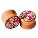 Longbeauty 4 Pair Vintage Handmade Organic Wood Double Flared Saddle Tunnel Ear Plugs Expander Gauges 8MM