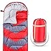 Abco Tech Sleeping Bag – Envelope Lightweight Portable, Waterproof, Comfort with Compression Sack - Great for 4 Season Traveling, Camping, Hiking, Outdoor Activities and Boys. (Single) (Red)